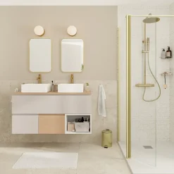 GoodHome Plan de toilette L.120 x l.45 x ép.18 cm effet chêne Kentia* Plan De Travail Buanderie|Plan De Travail Salle De Bains