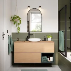 GoodHome Plan de toilette L.120 x l.45 x ép.18 cm effet chêne Kentia* Plan De Travail Buanderie|Plan De Travail Salle De Bains