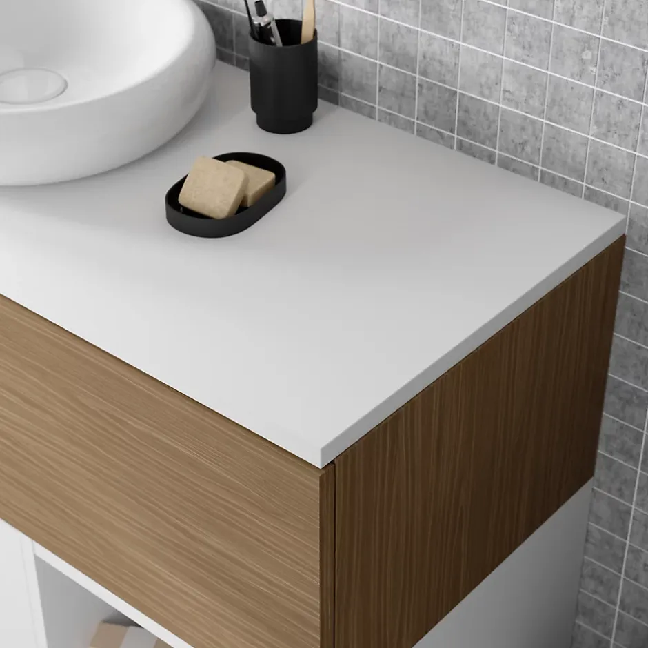 GoodHome Plan de toilette L.120 x l.45 x ép.18 cm blanc mat Kentia