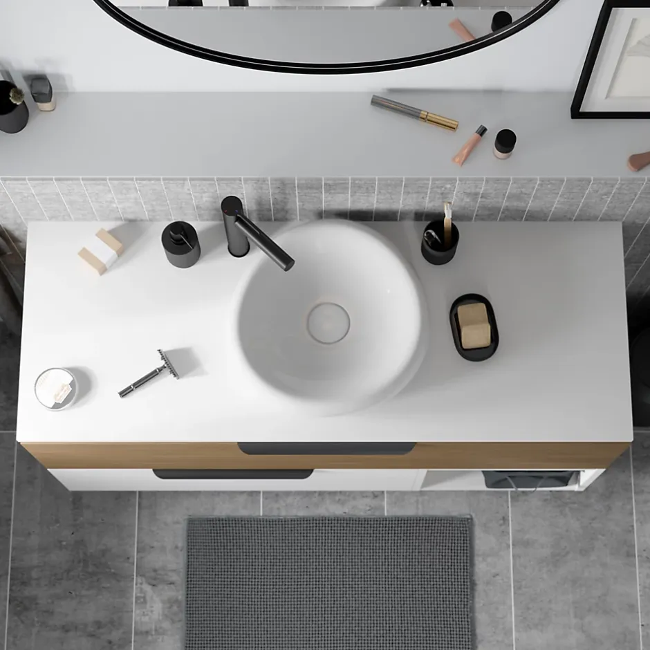 GoodHome Plan de toilette L.120 x l.45 x ép.18 cm blanc mat Kentia