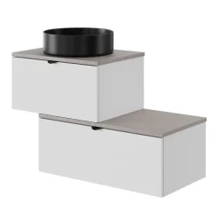 GoodHome Plan de toilette L.80 x l.45 x ép.2 cm effet granit gris Cadélia* Plan De Travail Buanderie|Plan De Travail Salle De Bains