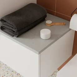 GoodHome Plan de toilette L.80 x l.45 x ép.2 cm effet granit gris Cadélia* Plan De Travail Buanderie|Plan De Travail Salle De Bains