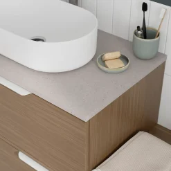 GoodHome Plan de toilette L.100 x l.45 x ép.2 cm, effet granite gris, Cadélia* Plan De Travail Buanderie|Plan De Travail Salle De Bains