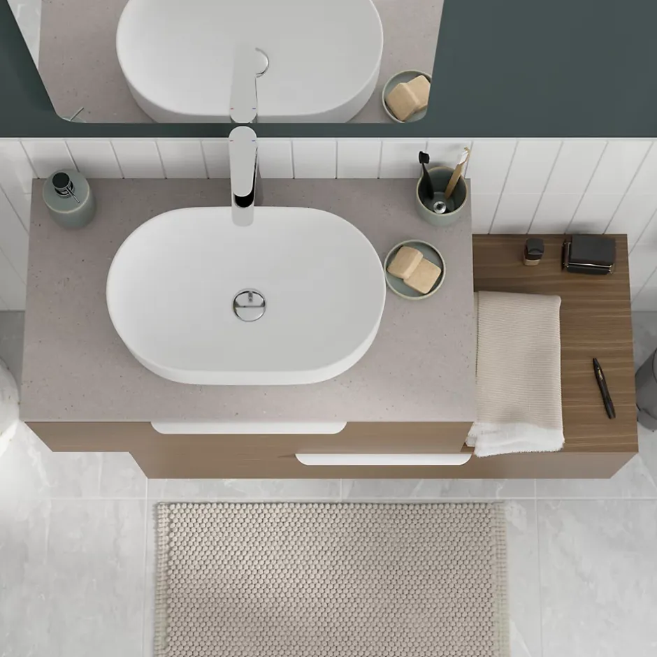 GoodHome Plan de toilette L.100 x l.45 x ép.2 cm, effet granite gris, Cadélia* Plan De Travail Buanderie|Plan De Travail Salle De Bains