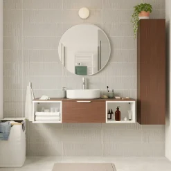 GoodHome Plan de toilette L.140 x l.45 x ép.1,8 cm effet noyer Kentia
