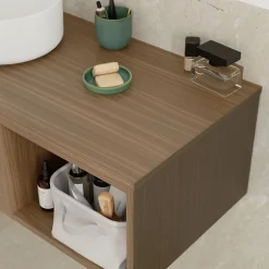 GoodHome Plan de toilette L.140 x l.45 x ép.1,8 cm effet noyer Kentia