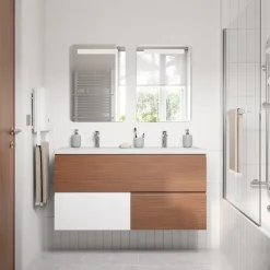 GoodHome Plan de toilette L.140 x l.45 x ép.1,8 cm effet noyer Kentia