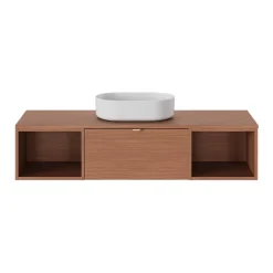 GoodHome Plan de toilette L.140 x l.45 x ép.1,8 cm effet noyer Kentia