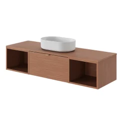 GoodHome Plan de toilette L.140 x l.45 x ép.1,8 cm effet noyer Kentia