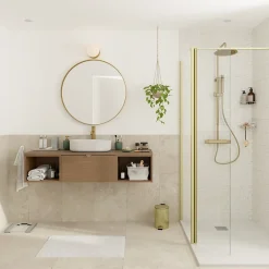 GoodHome Plan de toilette L.140 x l.45 x ép.1,8 cm effet noyer Kentia