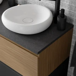 GoodHome Plan de toilette L.120 x l.45 x ép.2 cm effet pierre noire Cadélia
