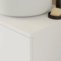 GoodHome Plan de toilette L.60 x l.45 x ép.1,8 cm, blanc mat, Kentia