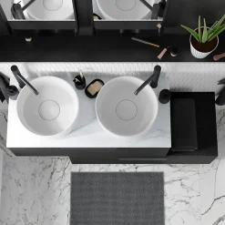 GoodHome Plan de toilette L.100 x l.45 x ép.1,8 cm, noir mat, Kentia* Plan De Travail Buanderie|Plan De Travail Salle De Bains