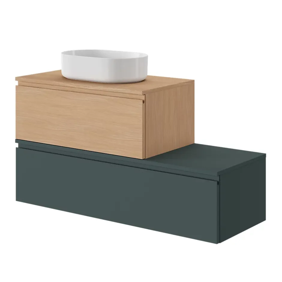 GoodHome Plan de toilette L.120 x l.45 x ép.18 cm vert forêt mat Kentia