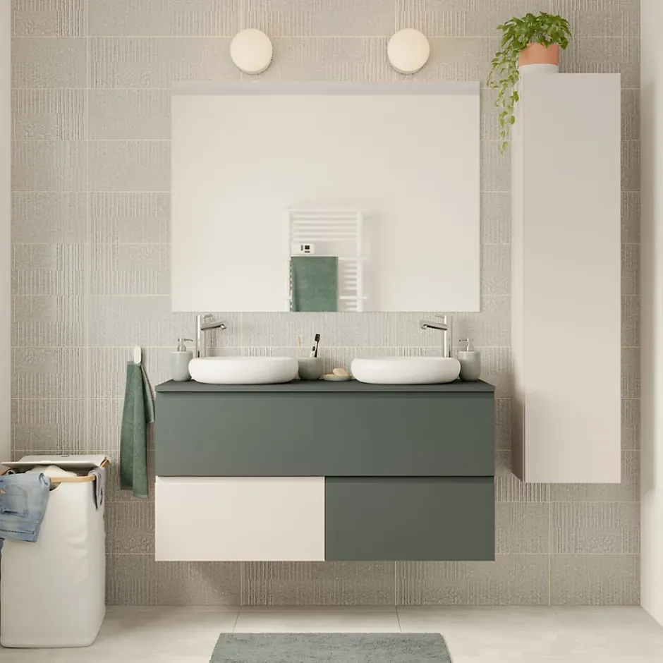 GoodHome Plan de toilette L.120 x l.45 x ép.18 cm vert forêt mat Kentia