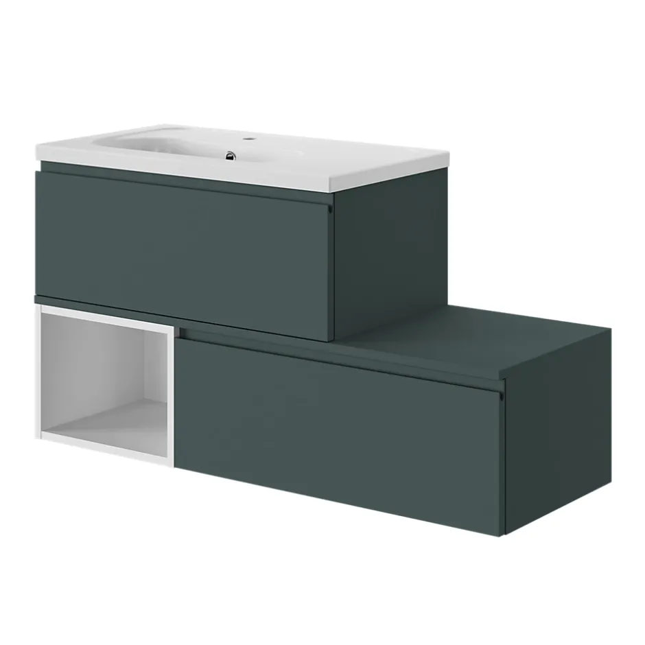 GoodHome Plan de toilette L.120 x l.45 x ép.18 cm vert forêt mat Kentia