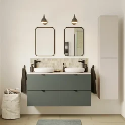GoodHome Plan de toilette L.120 x l.45 x ép.1,8 cm beige cachemire Kentia