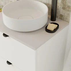 GoodHome Plan de toilette L.60 x l.45 x ép.1,8 cm, beige cachemire, Kentia* Plan De Travail Buanderie|Plan De Travail Salle De Bains
