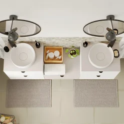 GoodHome Plan de toilette L.60 x l.45 x ép.1,8 cm, beige cachemire, Kentia* Plan De Travail Buanderie|Plan De Travail Salle De Bains