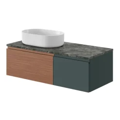 GoodHome Plan de toilette L.100 x l.45 x ép.2 cm effet marbre vert Cadélia* Plan De Travail Salle De Bains|Plan De Travail Buanderie