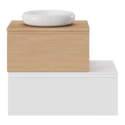 GoodHome Plan de toilette L.60 x l.45 x ép.1,8 cm, effet chêne, Kentia