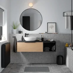 GoodHome Plan de toilette L.120 x l.45 x ép.18 cm noir mat Kentia