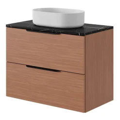 GoodHome Plan de toilette L.80 x l.45 x ép.2 cm effet marbre noir Cadélia* Plan De Travail Buanderie|Plan De Travail Salle De Bains