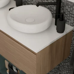 GoodHome Plan de toilette L.140 x l.45 x ép.1,8 cm blanc mat Kentia