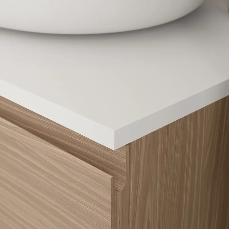 GoodHome Plan de toilette L.140 x l.45 x ép.1,8 cm blanc mat Kentia
