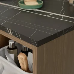 GoodHome Plan de toilette L.140 x l.45 x ép.2 cm effet marbre noir Cadélia* Plan De Travail Buanderie|Plan De Travail Salle De Bains