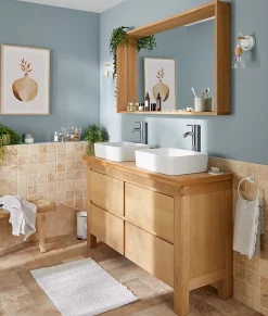Cooke & Lewis Plan de toilette plaqué chêne L.144 x P.50 cm, Harmon