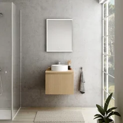 Ipiemme SRL Plan de toilette plaqué chêne miel L.60 x l.51,5 x ép.2 cm, Pura+