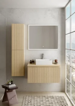 Ipiemme SRL Plan de toilette plaqué chêne clair L.90 x l.51,5 x ép.2 cm, Pura+* Plan De Travail Salle De Bains|Plan De Travail Buanderie