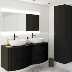 Plan de toilette pour vasque à poser Vague noir mat 137,8 cm* Plan De Travail Buanderie|Plan De Travail Salle De Bains