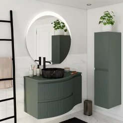 Plan de toilette pour vasque à poser version gauche Vague kaki mat 103,1 cm* Plan De Travail Buanderie|Plan De Travail Salle De Bains