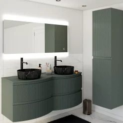 Plan de toilette pour vasque à poser Vague kaki mat 137,8 cm