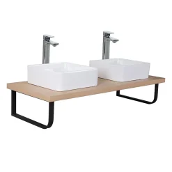 Mob-In Plan de toilette suspendu pour vasque WILL - 120 cm avec équerres noires
