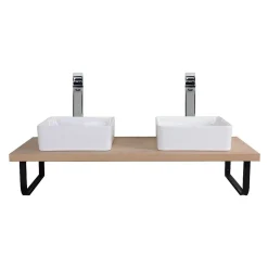 Mob-In Plan de toilette suspendu pour vasque WILL - 120 cm avec équerres noires
