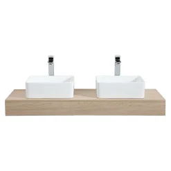 Mob-In Plan de toilette suspendu pour vasque WILL - 120 cm - Ep. 12 cm + Equerres invisibles - Décor Chêne