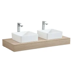 Mob-In Plan de toilette suspendu pour vasque WILL - 120 cm - Ep. 12 cm - Décor Chêne