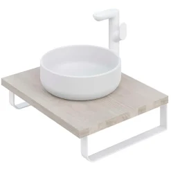 T-Bath Plan de toilette 61x49x3 cm hydrofuge placage frêne naturel avec supports blancs* Plan De Travail Salle De Bains