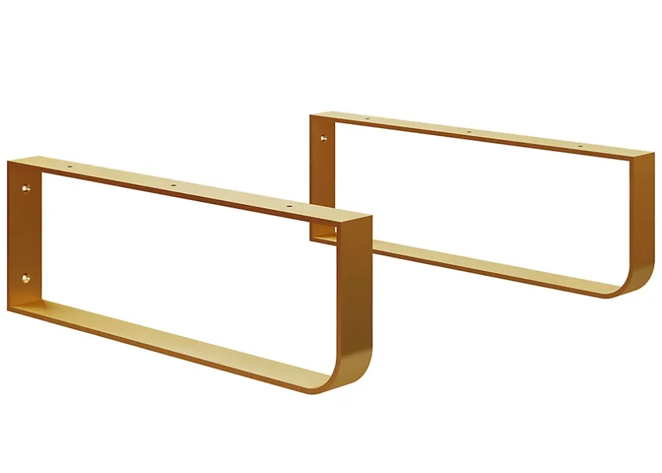 T-Bath Plan de toilette 121x49x3 cm hydrofuge placage orme naturel avec supports or