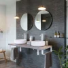 T-Bath Plan de toilette 121x49x3 cm hydrofuge placage frêne naturel avec supports blancs