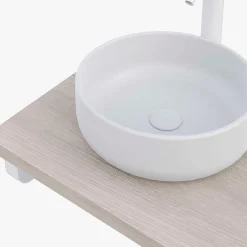T-Bath Plan de toilette 121x49x3 cm hydrofuge placage frêne naturel avec supports blancs