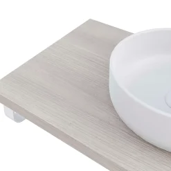 T-Bath Plan de toilette 91x49x3 cm hydrofuge placage frêne naturel avec supports blancs