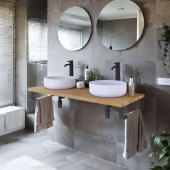 T-Bath Plan de toilette 121x49x3 cm hydrofuge placage chêne naturel* Plan De Travail Salle De Bains