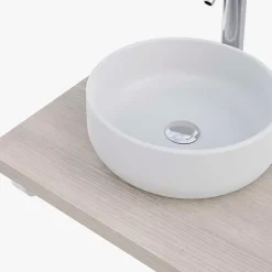 T-Bath Plan de toilette 121x49x3 cm hydrofuge placage frêne naturel avec supports chromés