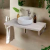 T-Bath Plan de toilette 91x49x3 cm hydrofuge placage frêne naturel avec supports chromés* Plan De Travail Salle De Bains