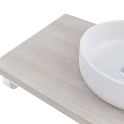 T-Bath Plan de toilette 91x49x3 cm hydrofuge placage frêne naturel avec supports chromés* Plan De Travail Salle De Bains