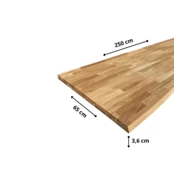 Wood&Sens Plan de travail Chêne massif bord naturel huilé L.250 x l.65 cm, Ep.36 mm